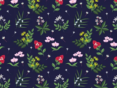 Tropical flowers bugambilia decorative floral flower nature orchid pattern seamless surface design texture tropical ylang