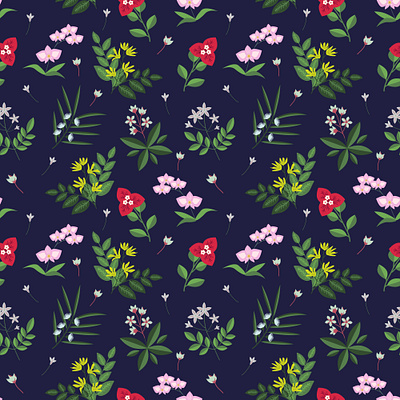 Tropical flowers bugambilia decorative floral flower nature orchid pattern seamless surface design texture tropical ylang