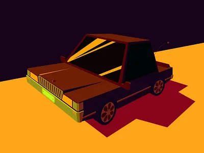 Car car design driving graphicdesign illustration night polygonal reflection road shadow simple vector vehicle wheels