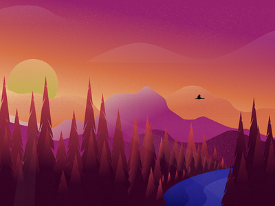 Mountain Sunset clean figma gradient illustration kovalev modern mountain nicholas simple sunset texture vector