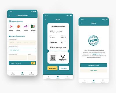 Kapayak - Payment Process Of Kayak Booking App advance boat booking clean design kapayak kayak professional ride riding schedule booking sharing water