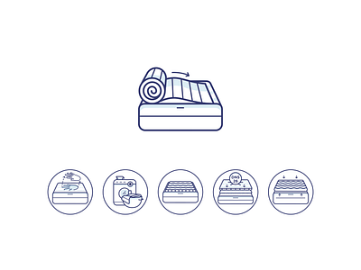 Bed Icons bed branding clean color design icon illustraion sleep typography ui vector