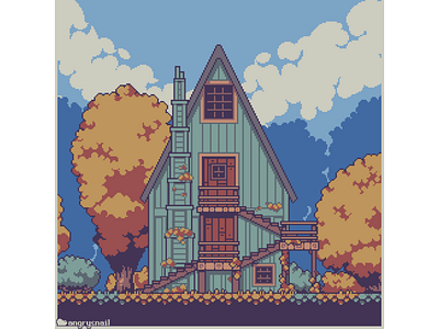 Cozy autumn 8bit architecture art artwork aseprite design environment design gameart illustraion indiegame pixel art pixelart sprite