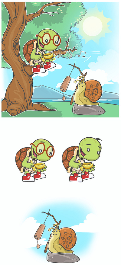 TURTLE AND SNAIL - Book Illustration Style book illustration cartoon digital drawing digital illustration drawing illustration illustration art