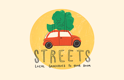 Streets greengrocers branding delivery design digital food fruit groceries illustration illustrator limited palette logo vegan vegetables