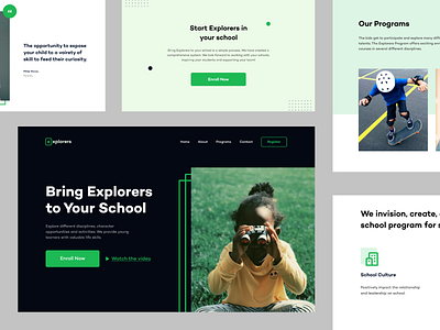 Explorers — Sections clean education exploration explore explorer hero home page homepage design landing landing design landing page landing page design minimal presentation sections ui ui design ux webdesign website