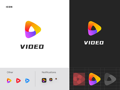 Video icon app branding design icon illustration logo mobile ui vector