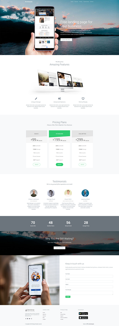 Free bootstrap html landing page design for your business bootstrap template bootstraplily free bootstrap template free html template free landing page free template free website free website template freebie