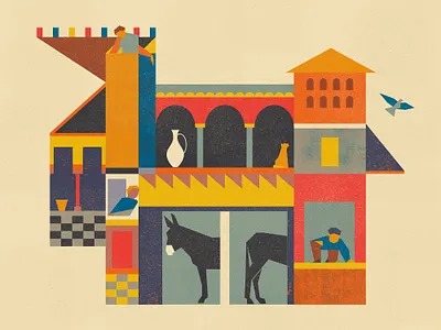 Flats cat donkey flats graphic designer illustration illustrator italy medieval people retro texture brushes textured vintage vintage illustration