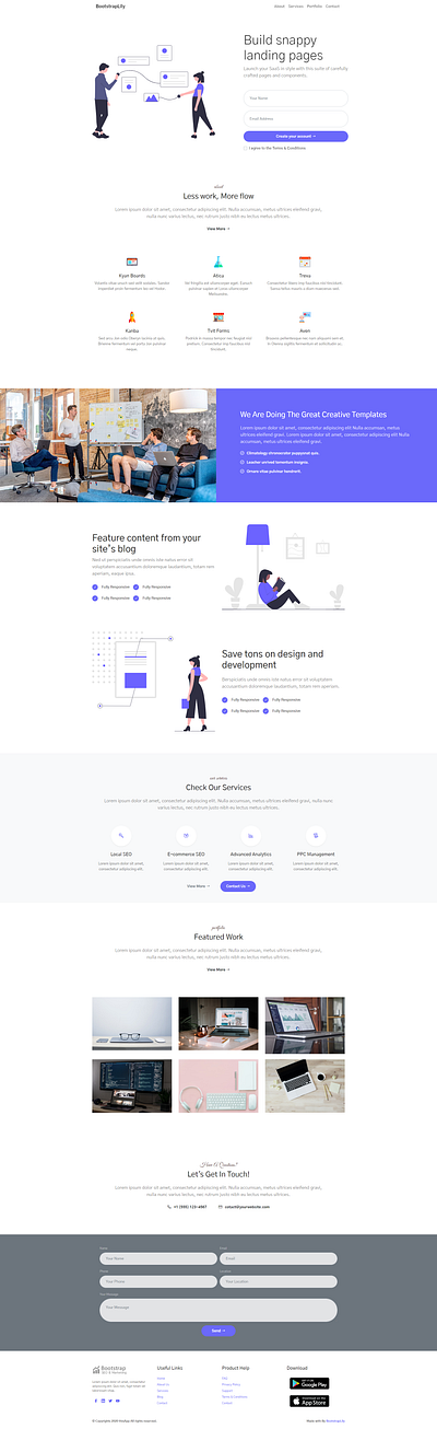 Free bootstrap landing page for any purpose bootstrap template bootstraplily free bootstrap template free html template free landing page free template free website free website template freebie