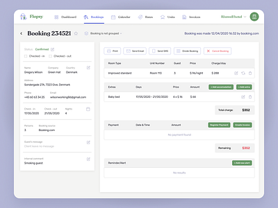 Flopsy: Booking Screen for Hospitality Property Management booking app booking system booking.com bookings crm crm portal crm software form hospitality hotel hotel app hotel booking hotels product design property property management property search saas uxdesign uxui