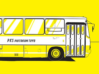 Postcard from my hometown. citybus drawing illustration vector