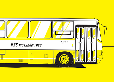 Postcard from my hometown. citybus drawing illustration vector