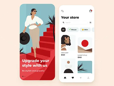 Сlothing store - Mobile app adobe illustrator application arounda clothing store concept design ecommerce figma filter girl illustration interface ios mobile order search store style ui ux