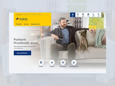 Postbank Cinemagraph Privatkredit account banking cinemagraph component design dog homepage module organism shaking ui uidesign ux uxdesign
