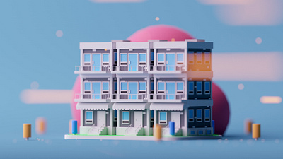 Buildings 3d c4d cartoon cinema 4d game game design illustration isometric lowpoly octane