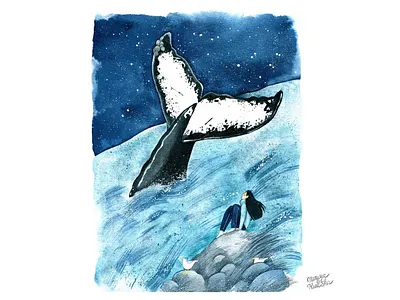Tail illustration illustrator watercolor watercolour watercolour illustration whale