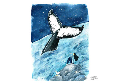 Tail illustration illustrator watercolor watercolour watercolour illustration whale