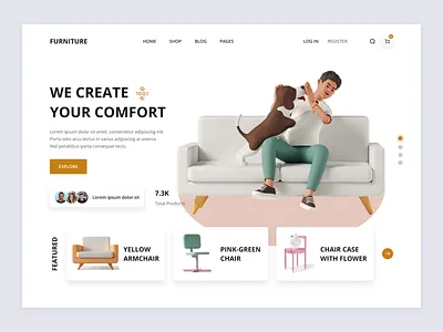 Interior Hero Landing Page design designer figma expert furniture landing page interior hero landing page ui ui experience uiux user case study user experience user interface web app web design web experience web expert