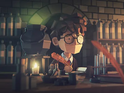 Potions cinema 4d harrypotter hogwarts illustration lowpoly lowpoly3d lowpolyart