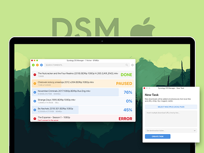 Synology Download Station Manager for Mac app dashboard downloads flat macos manager minimal nas synology ui ux