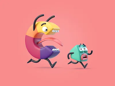 Graph Monsters for Pitch (Part 1) 3d c4d character character design charts cinema4d design graphs octane render pitch stickers