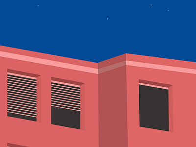 A conversation with the windows. architecture art building clean evening flat illustration minimal minimalism night society stars town typo typography windows vector