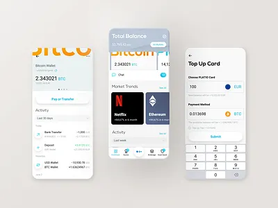 Platio – Mobile App app bank crypto crypto wallet finance mobile neomorphism neumorphic neumorphism product design smooth ueno ui ux
