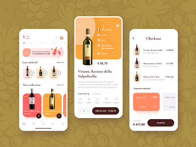 Wine Shop App app design bottle boutique cart clean concept design e commerce e commerce app illustration interface ios journey minimalist mobile shop ui ux wine wine subscription