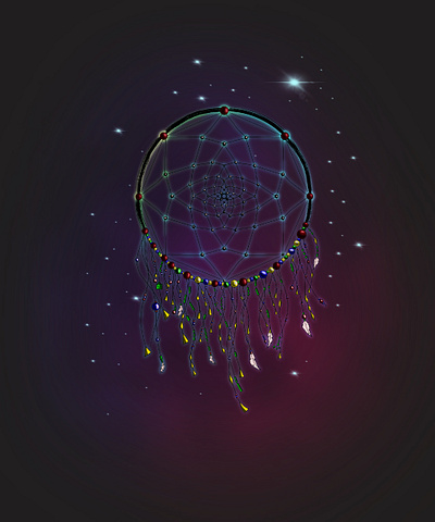 Dreamcatcher art design digital dream dreamcatcher illustrator picture pixel procreate purple space stars