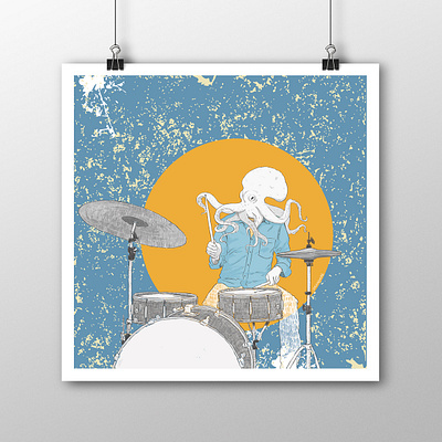 Octopus Drummer design drummer drummerillustration drums drumset drumsillustration drumstick illustration manoucheillustration manoucheillustrations martinasabella mmmanouche musicillustration octodrummer octopus octopusdrummer