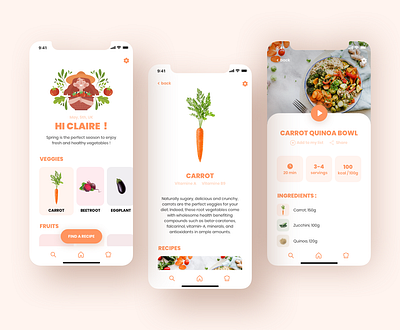 Seasonal Vegetables App app design dribbble dribbble shot food mobile seasonal ui vegetables