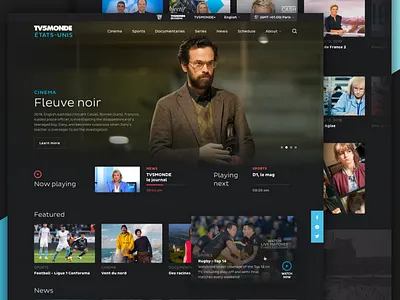 TV Channel redesign dark dark theme dark ui french live tv tv tv app tv series tv show tv shows tv5 video video platform website