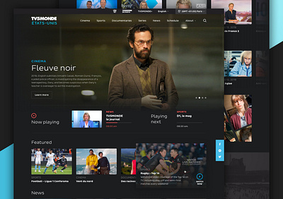 TV Channel redesign dark dark theme dark ui french live tv tv tv app tv series tv show tv shows tv5 video video platform website