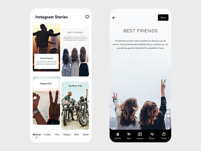 Instagram Stories adobe xd app app design beautiful clean design instagram instagram banner instagram post instagram stories instagram template minimal prototype social social app social media stories story ui xd