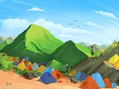 outdoor design hand painted illustration