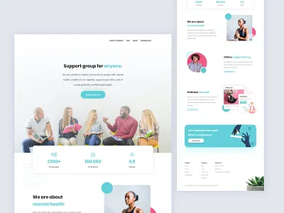 Landing Page - Mental Health Solution colorful community group landingpage meditation mental health mental health awareness modern startup tosca ui ux vibrant web design website