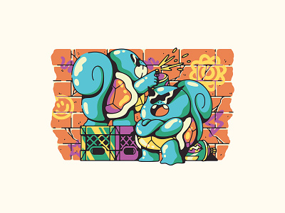 squirtle squad crate gaming illustration nintendo pokemon spray paint squad squirte