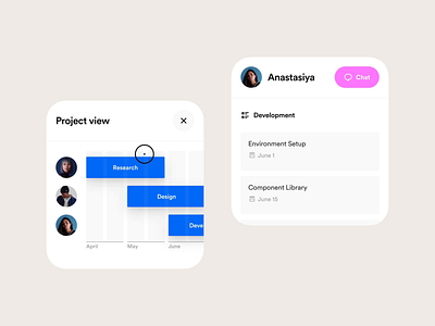 Project View Component animation app app design exploration hiring interaction design invision invision studio project management task list timeline ui