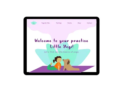 Daily UI #003 Landing Page | Yoga for Kids children daily 100 challenge daily ui daily ui 003 dog girl kids kids yoga landingpage little yogi logo lotus upward dog uxui yoga for kids yoga logo yoga pose yogi