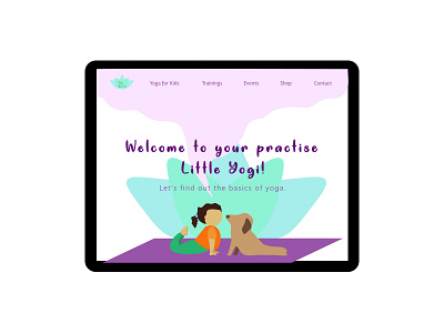 Daily UI #003 Landing Page | Yoga for Kids children daily 100 challenge daily ui daily ui 003 dog girl kids kids yoga landingpage little yogi logo lotus upward dog uxui yoga for kids yoga logo yoga pose yogi