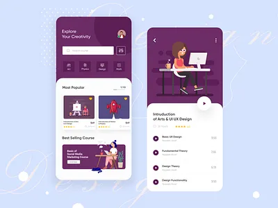 Online Learning App 2020 2020 design 2020 trends branding course illustration interaction design interface landingpage learning logo online portfolio uiuui uiux uiux designer uiuxdesign