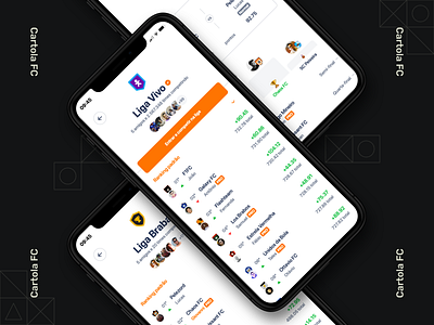 Cartola FC | Tournaments complexion reduction concept concept design fantasy sports football game iphone x list soccer sports tournament ui