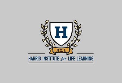 H.I.L.L. (Harris Institute for Life Learning) Logo flat freelance design gray logo logo design logos school logo university logo vector yellow logo