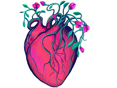 Blooming art bloom blooming digital flowers heart illustration love