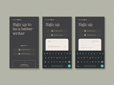 Daily UI :: Signup app design daily ui signup form typewriter ui design writing machine