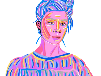 our pink room girl illustration pink portrait style