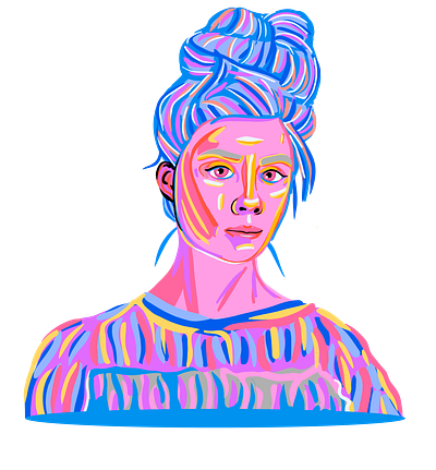 our pink room girl illustration pink portrait style