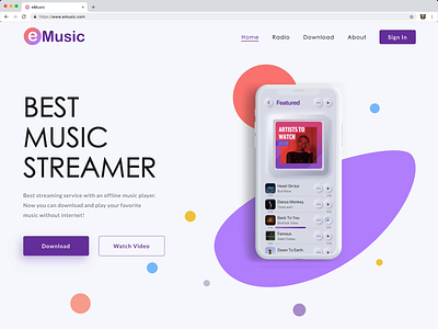 Landing Page Animation animated animation app app design invision ios iosdesign landing page mobile mockup motion music neumorphic neumorphism sketch ui uidesign uxdesign webpage website