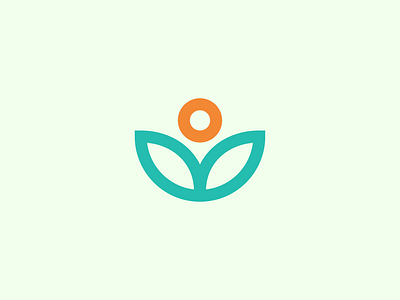 Plant + Sun Logo branding green health icon identity leaves line art logo logomark mark negative space orange plant sticker sun sunrise symbol vector yoga